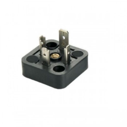 A03-2F |  Basetta con bussola centrale M3,  contatti 3+PE a saldare.