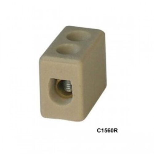 C1560R | Morsetto in steatite 18x10x15mm, per alte temperature 300°C ,unipolare, 6A  cavo max 1,5mmq.