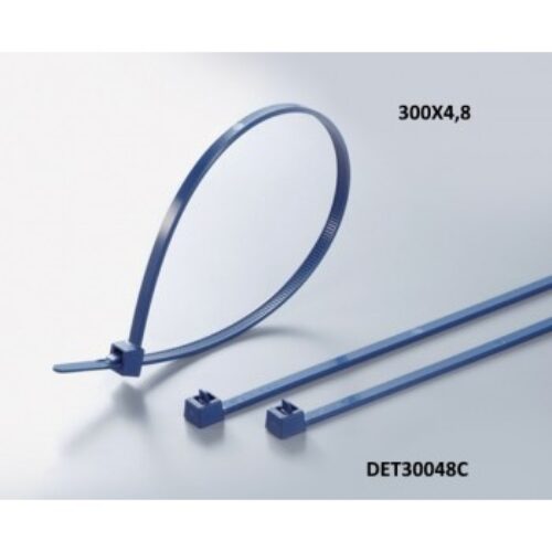 DET30048C | Fascetta rilevabile al metal detector blu lunghezza 300×4,8mm. Conf. 100pcs.