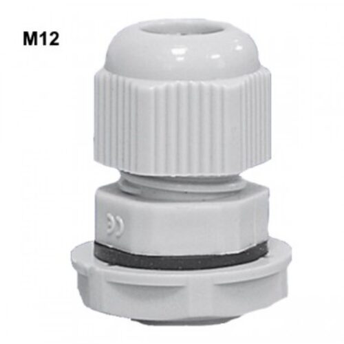 M127035 | Pressacavi + controdadi M12. IP68, grigio chiaro.