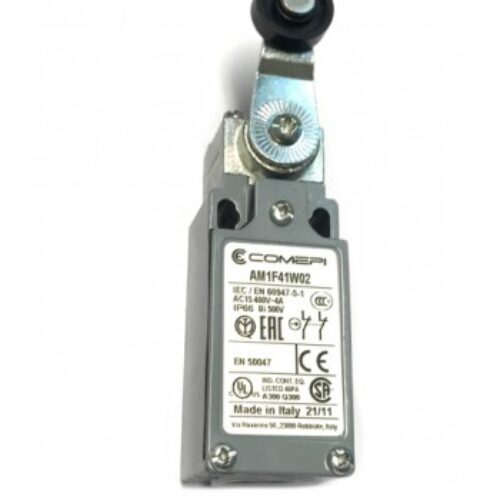 AM1F41W02 | Interruttore di finecorsa – Leva con rotella in nylon (ø 18mm) – Contatti ad azione lenta (2NC) apertura positiva, – IP66 – EN50047, ingresso per pressacavi PG 13,5.