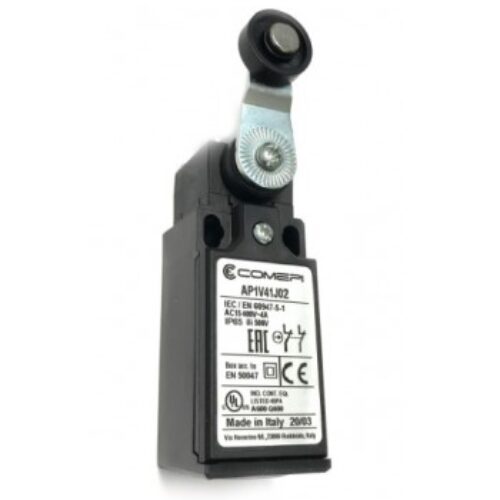 AP1V41J02 | Finecorsa- leva con rotella in acciaio, corpo 30mm tecnopolimero, Leva verso destra 1NC+ Leva verso sinistra 1NC.  PG13,5, IP65.