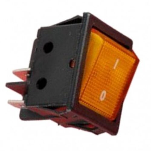 AT2280A|  Interruttore bipolare 16A-250Vac, tasto luminoso  arancio ,snap-in 22×30 con simboli O/I.
