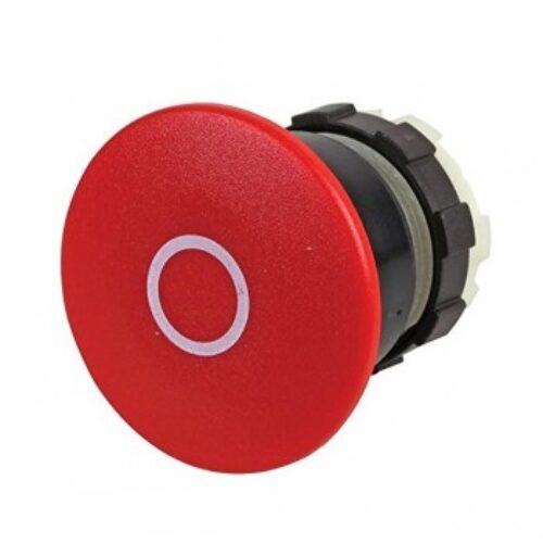 BS3P14RED-O | Pulsante a fungo 40mm, ritorno a molla, rosso con cerchio bianco, ghiera nera.