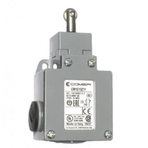 CM1E13Z11 |  Finecorsa in alluminio con Pistoncino in inox con rotella, Contatti a scatto (1NO + 1NC) doppio isolamento e apertura positiva, PG13,5, IP66.