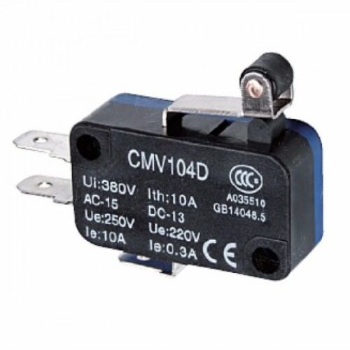 CMV-104-D | Micro interruttore switch serie in plastica, leva in acciaio inox con rotella in plastica, 1NO+NC, 10A 250V