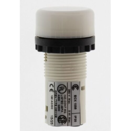 ECX1056 | Indicatore luminoso D. 22mm, monoblocco/portalampada BA9S, bianco, IP65.