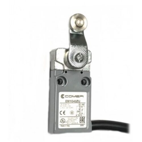EM1G42ZU | Finecorsa- leva con rotella metallo d.14 – 1NO/+1NC, IP67 con uscita cavo 90° lc= 1mtl.