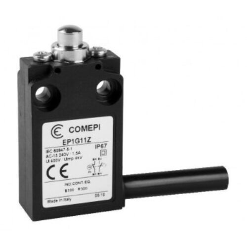 EP1G11ZU | Finecorsa-Pistoncino in metallo IP67 1NO/+1NC con uscita cavo 90° lc= 1mtl.