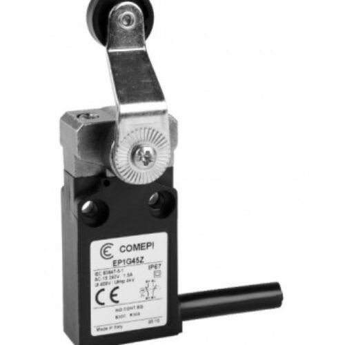EP1G45ZU | Finecorsa-A leva con rotella in nylon 18mm, 1NO/+1NC con uscita cavo 90° lc= 1mtl.