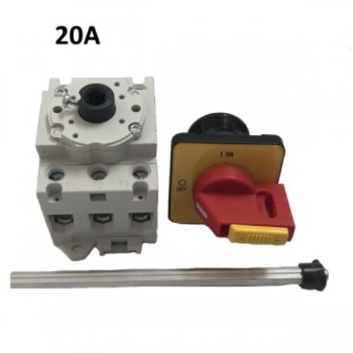 LB69-3020-H6903-E69 | Sezionatore per montaggio su base, 3 poli, 20 A completa di maniglia  H69-0003  e Albero E69-0003