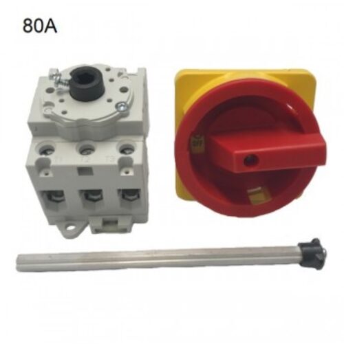 LB69-3080-H6901-E69 | Sezionatore per montaggio su base, 3 poli, 80 A  completa di maniglia H69-001  e Albero E69-003.