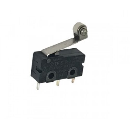 M6403 | Microswich  miniatura 3A 250V, contatti argentati, terminali a saldare Leva con rotella, Pressione di lavoro 35g.