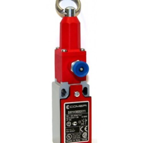 SM1K9800X11 | Interruttore di finecorsa a fune con reset per arresto di emergenza, Contatti non sovrapposti ad azione lenta (1NA+1NC) Doppio isolamento. Ingresso cavi PG13,5. IP66.