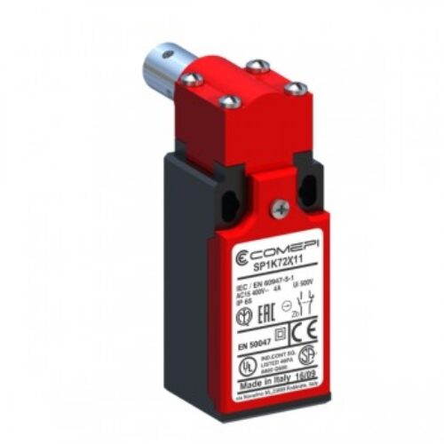 SP1K72X11|  Finecorsa di sicurezza per cerniere – Albero in acciaio inox, Contatti ad azionamento lento scalata non sovrapposto (1NO + 1NC),IP65.