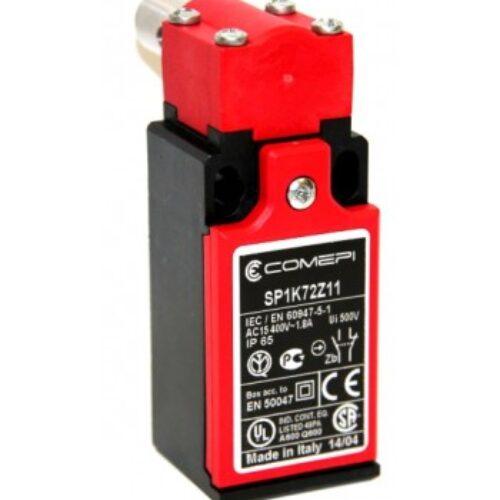 SP1K72Z11 | Finecorsa di sicurezza per cerniere – Albero in acciaio inox, Contatti a scatto (1NO + 1NC),IP65; un ingresso PG 13,5.